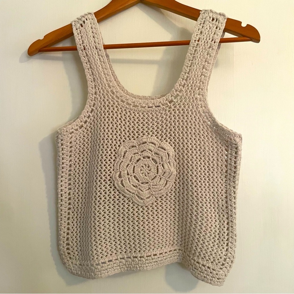 Jessica Simpson Top Crochet Crop Tank Womens S